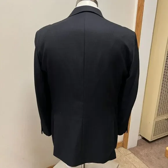 John W Nordstrom Mens Sport Coat 40S Solid Navy Blue Loro Piana Four Season 120s